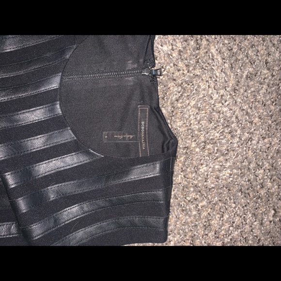 BCBG Generation blk faux leather stripped top-S - Picture 3 of 3